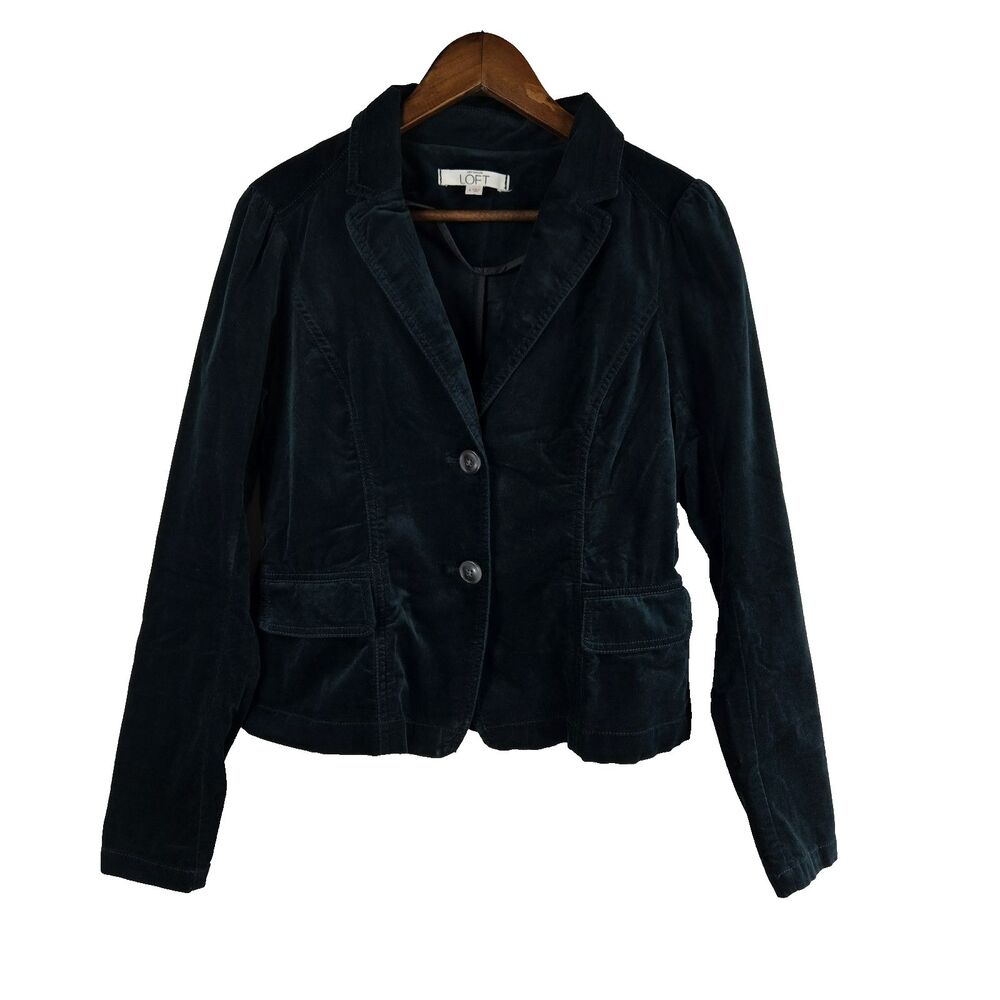 Loft Women's Size 4 Green Velvety Two Button Blazer